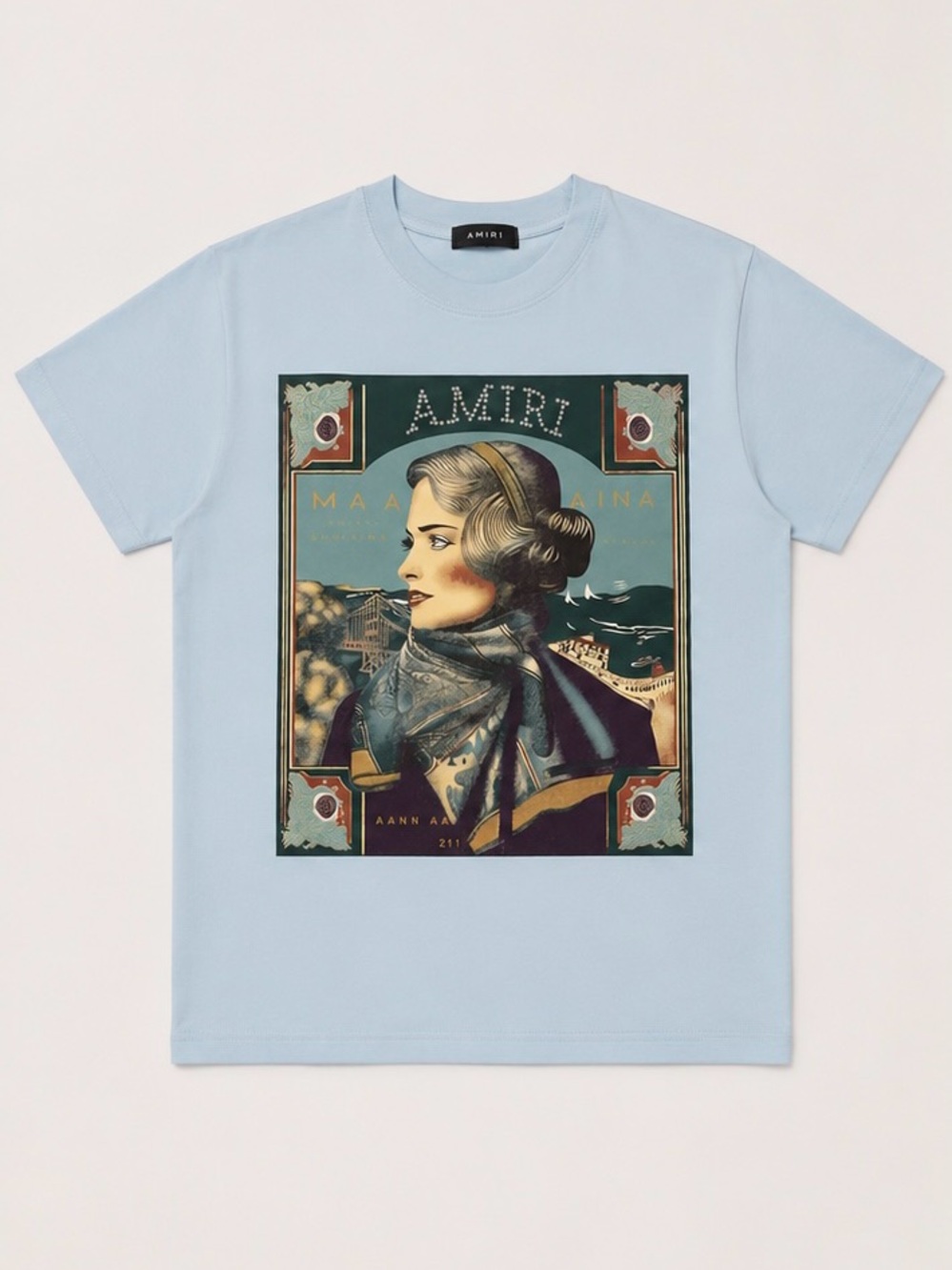 AMIRI Pale Blue Vintage Portrait Graphic Tee